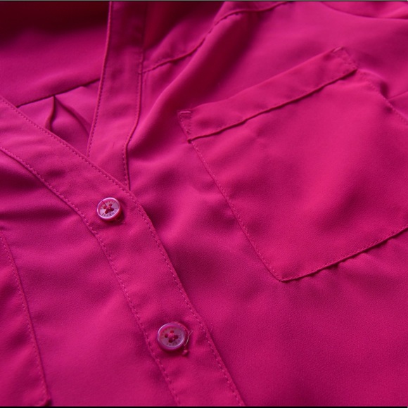 Express Portofino Pink Dress Shirt Top Blouse Button Down - Picture 3 of 5